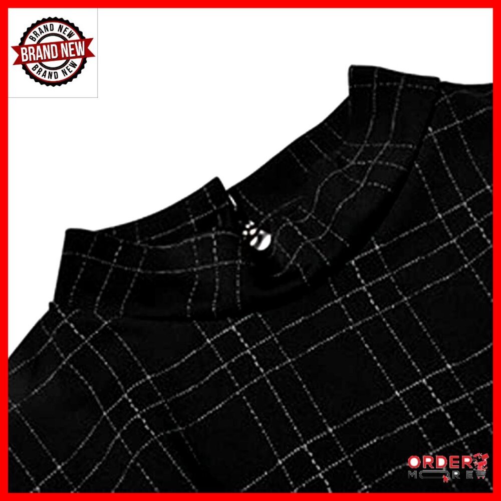 Long Sleeve Mini Dress Plaid Wrap Pleated Punk Gothic Vintage Style - Picture 7 of 7